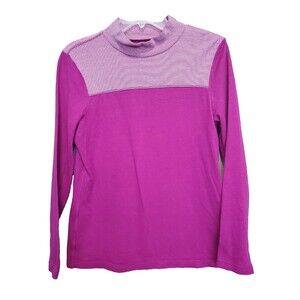 T by Talbots Pink Long Sleeve Mock Neck Knit Top Size MP